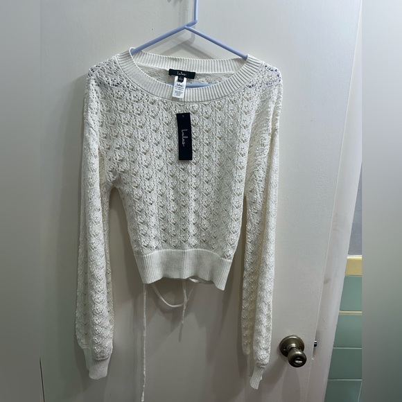 Lulus Sweaters - New Lulu's Cream Lace Knit Sweater